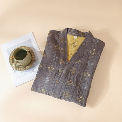 Unisex Geometric Cotton Yukata Robe - image 1