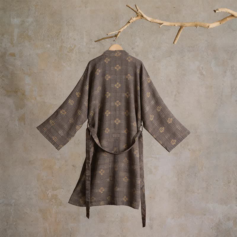 Unisex Geometric Cotton Yukata Robe - image 2