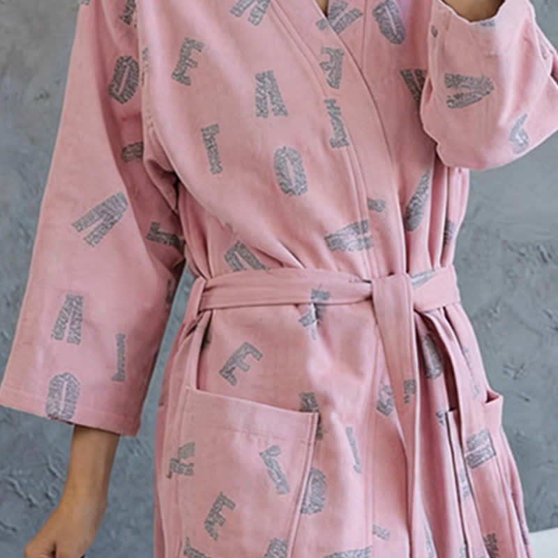 Love Print Cotton Gauze Kimono Robe - image 3