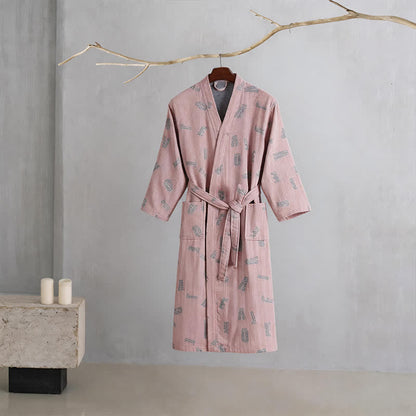 Love Print Cotton Gauze Kimono Robe - Pink - XXL - image 1