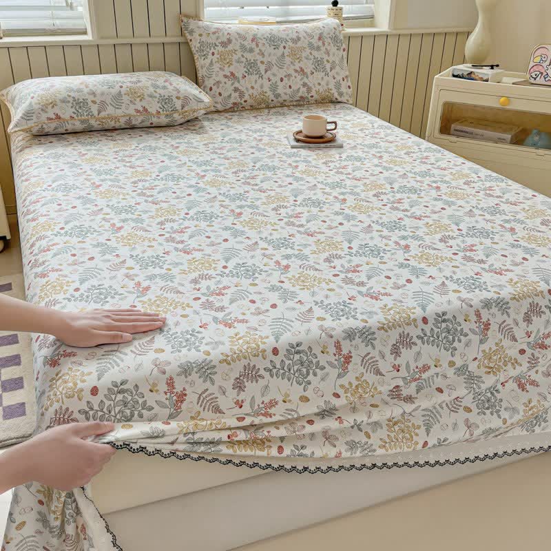 Botanical Leaf Cotton Bedspread with Scalloped Trim - image 7