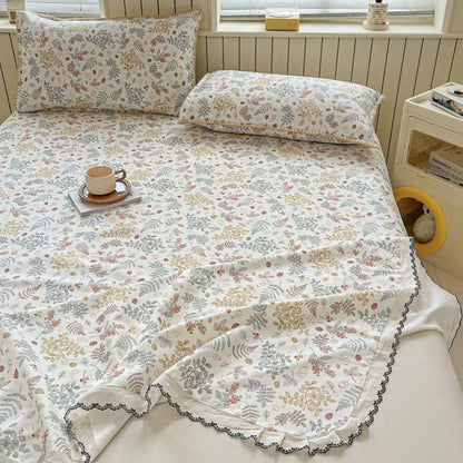 Botanical Leaf Cotton Bedspread with Scalloped Trim - image 4