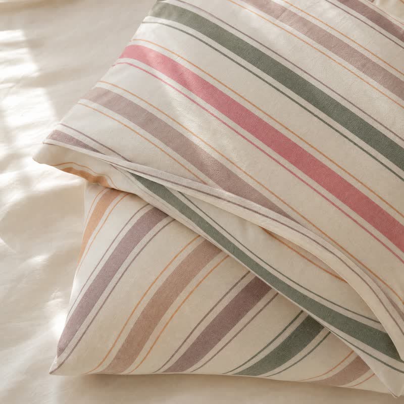 Nordic Soft Multicolor Stripe Cotton Bedding Set - image 4