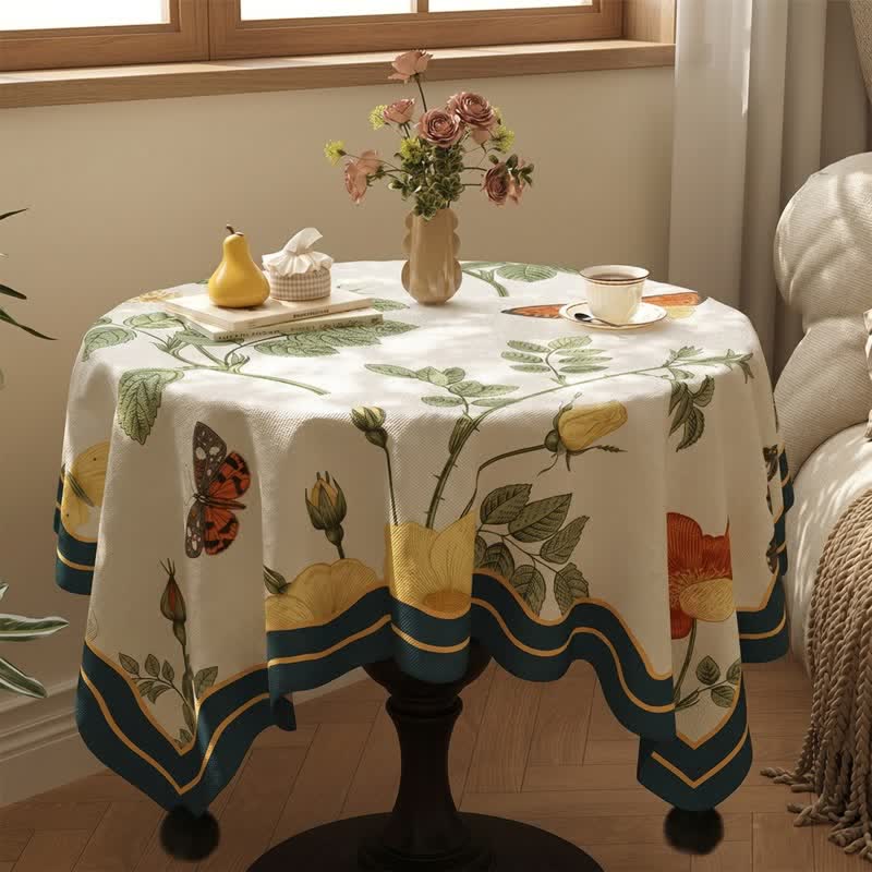 Botanical Butterfly Print Pom-Pom Tablecloth - image 2