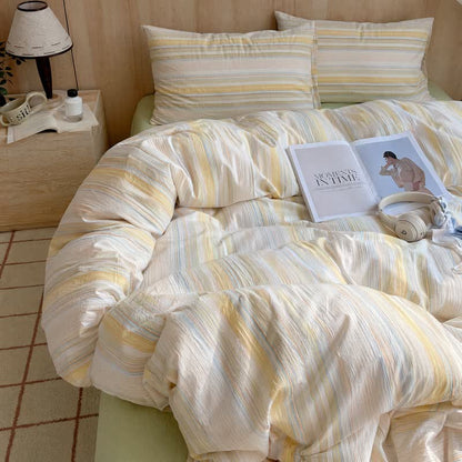 Nordic Multicolor Stripe Washed Cotton Bedding Set - image 3