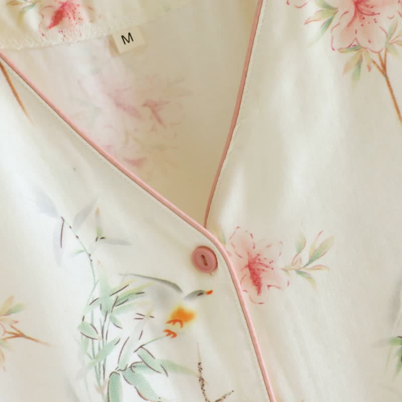 Floral Cotton Short Sleeve Pajama Set(3PCS) - image 6