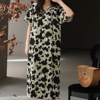Cotton Front Tie Notch Neck Nightgown - image 1