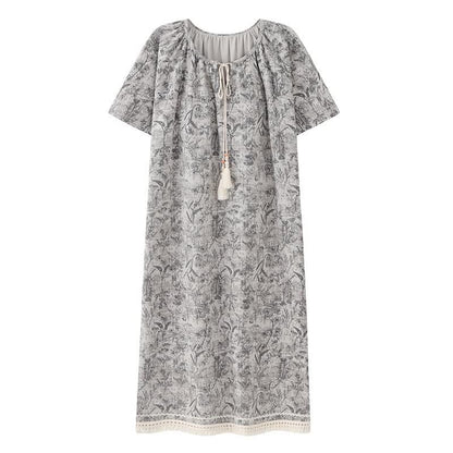 Boho Gray Cotton Tassel Nightgown - image 9