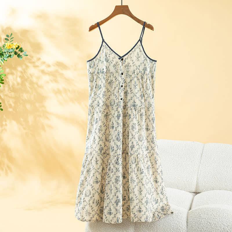 Floral Cotton Camisole Women's Nightgown - Beige - XL - image 0