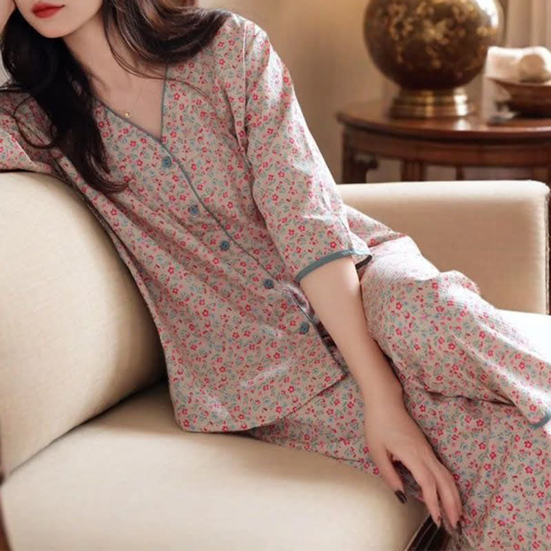 Rutsic Floral Cotton Women's Pajama Set - image 1