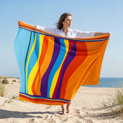 Rainbow Stripe Microfiber Beach Towel - image 1