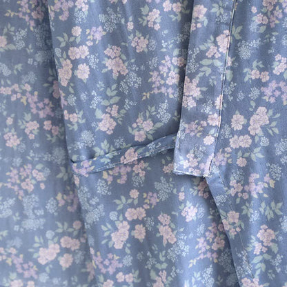 Rustic Blue Floral Cotton Kimono Robe - image 5