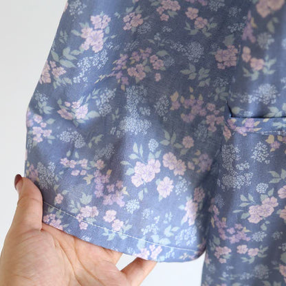 Rustic Blue Floral Cotton Kimono Robe - image 7