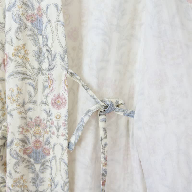 Floral Cotton Gauze Kimono Robe with Pocket - image 10