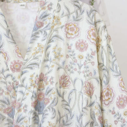 Floral Cotton Gauze Kimono Robe with Pocket - image 6