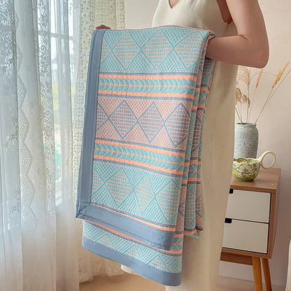 Geometric Wheat 3-Layer Muslin Cotton Quilt - image 8