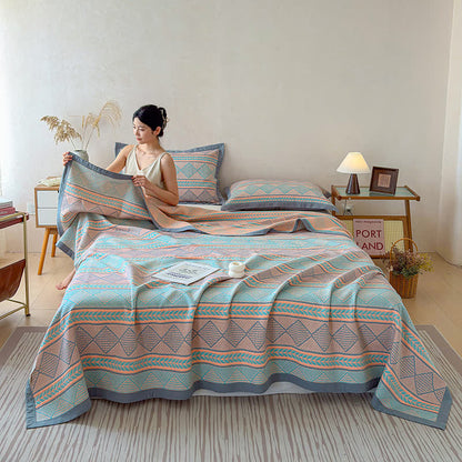 Geometric Wheat 3-Layer Muslin Cotton Quilt - image 2