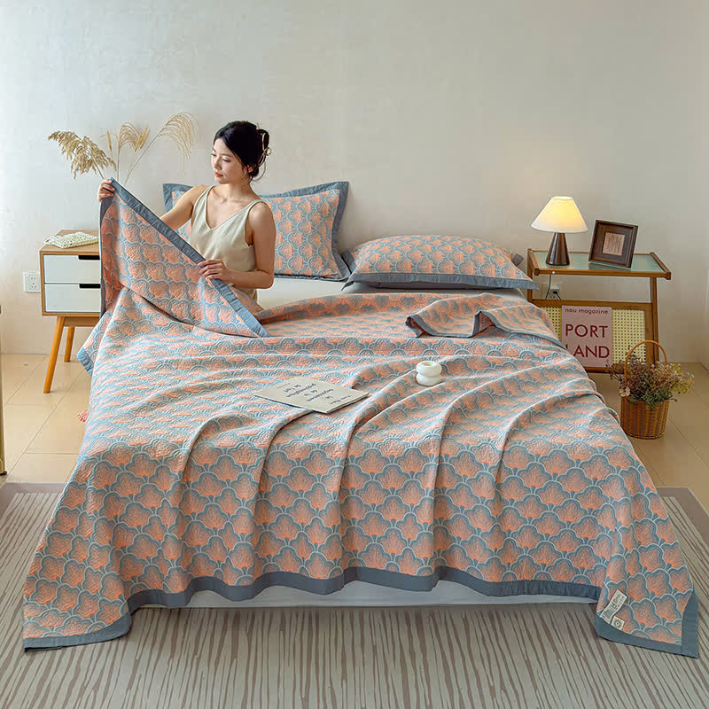 Jacquard Sea Shell 3-Layer Muslin Cotton Quilt - image 1