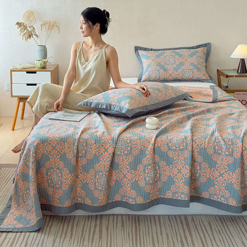Vintage 3-Layer Muslin Cotton Bedspread Quilt - image 3
