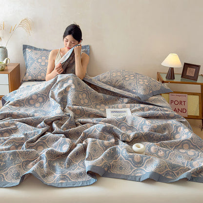 Milanese Medallion Tile Cotton Gauze Bedspread Quilt - image 6