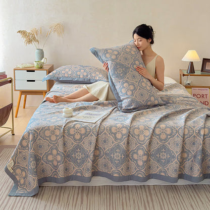 Milanese Medallion Tile Cotton Gauze Bedspread Quilt - image 2
