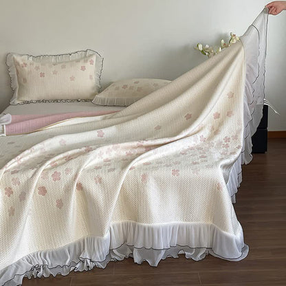 Ruffled Floral Jacquard Bedspread Set - image 4
