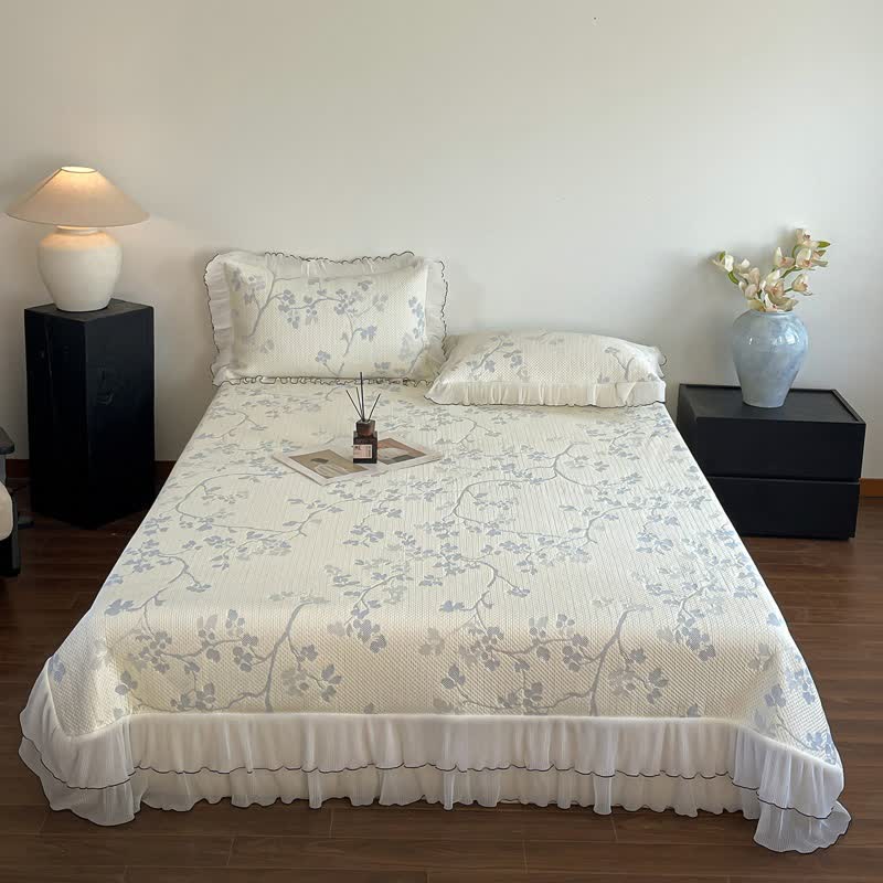 Ruffled Floral & Branch Bedspread Set - image 9