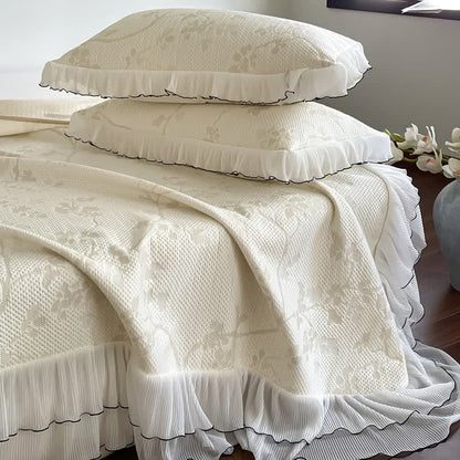 Ruffled Floral & Branch Bedspread Set - image 5
