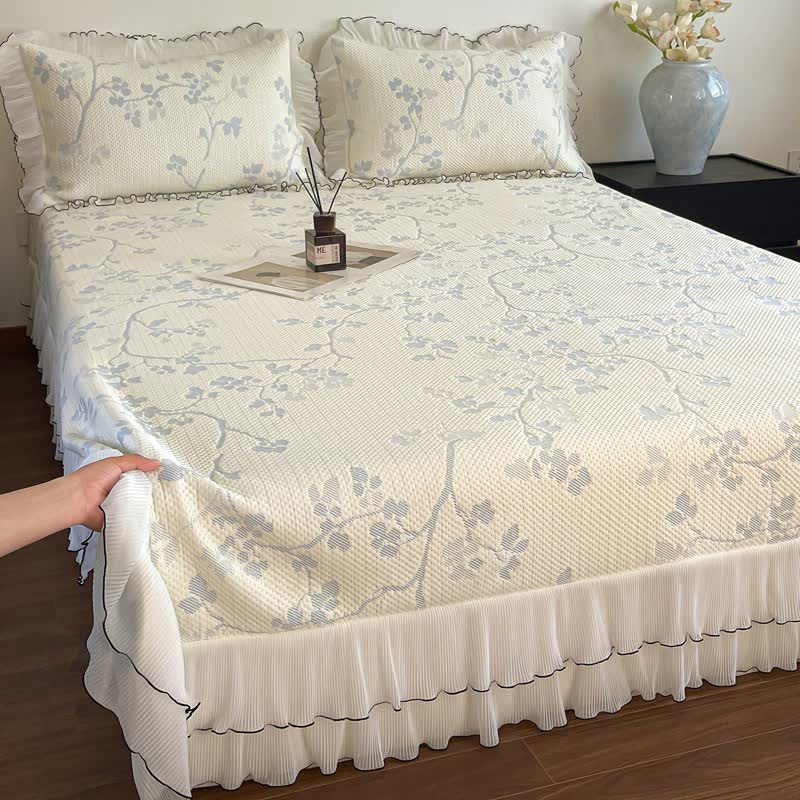 Ruffled Floral & Branch Bedspread Set - image 11