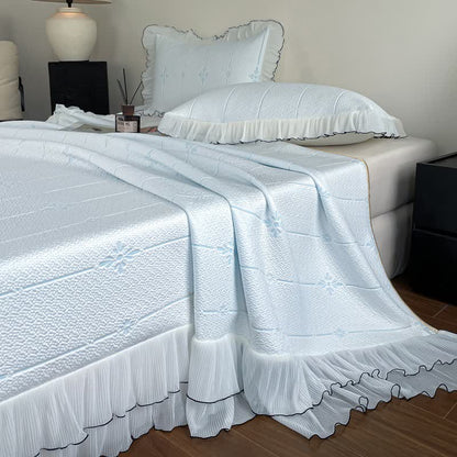 Ruffled Vertical Floral Bedspread Set - image 1