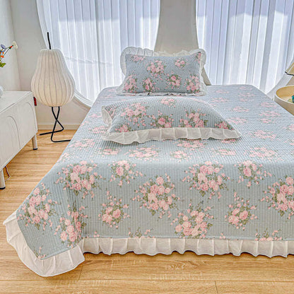 Ruffled Pink Rose Twill Cotton Coverlet - image 4