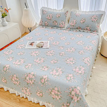 Ruffled Pink Rose Twill Cotton Coverlet - image 3