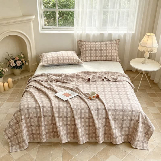 Flower & Plaid Jacquard Cotton Quilt - 2PCS Pillowcases - 19" x 29" - image 0