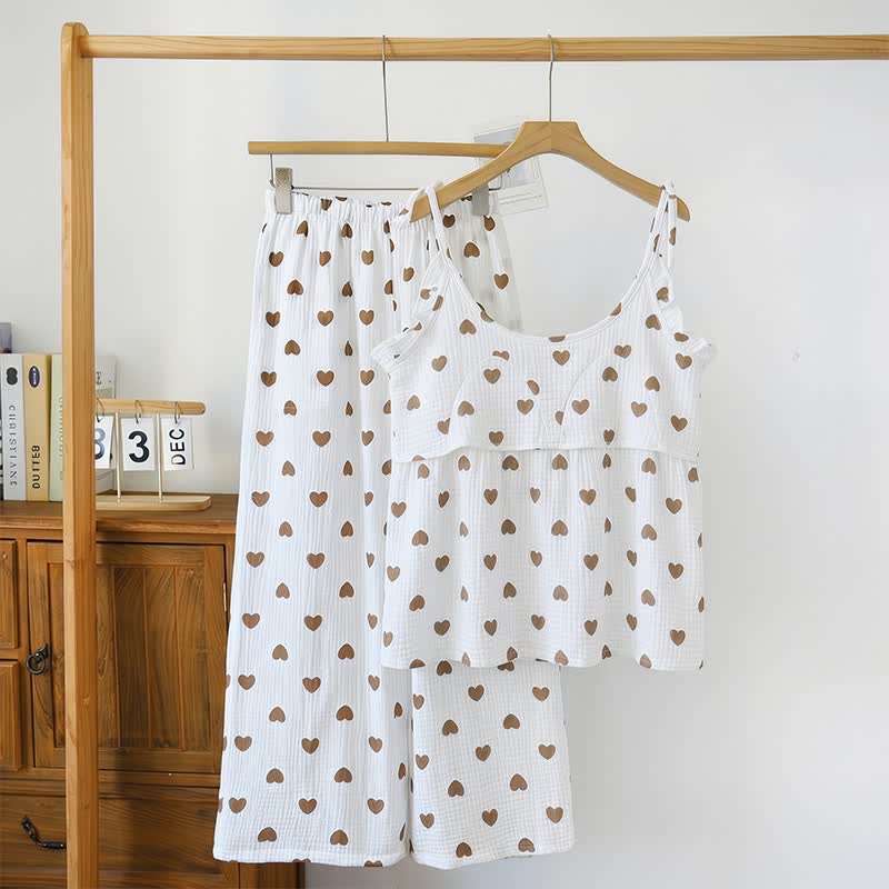 Ruffled Heart Cotton Gauze Cami Pajamas - image 1