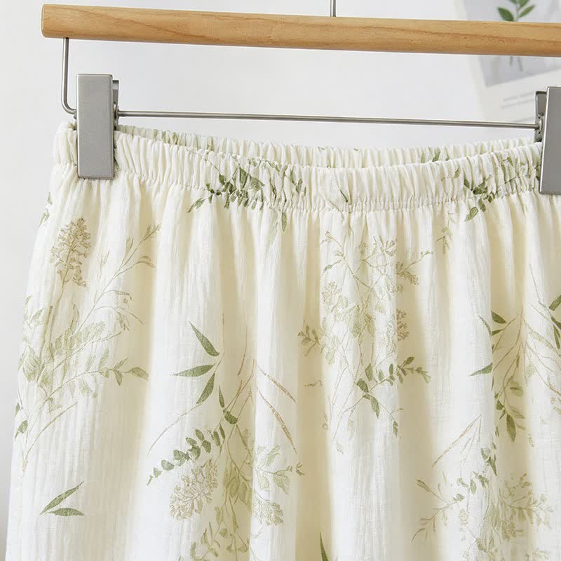 Ruffled Botanical Leaf Cotton Cami Pajamas - image 5