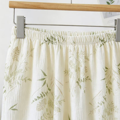 Ruffled Botanical Leaf Cotton Cami Pajamas - image 5