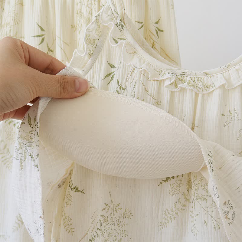 Ruffled Botanical Leaf Cotton Cami Pajamas - image 6