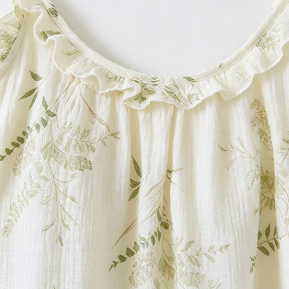 Ruffled Botanical Leaf Cotton Cami Pajamas - image 4