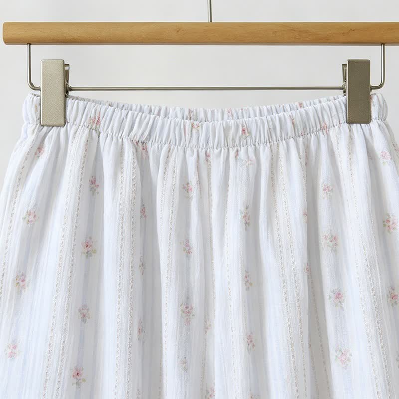 Ruffled Striped Floral Cotton Cami Pajamas - image 6