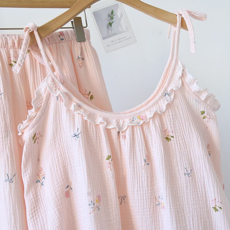 Ruffled Ditsy Floral Cotton Cami Pajamas - image 2