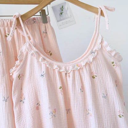 Ruffled Ditsy Floral Cotton Cami Pajamas - image 2