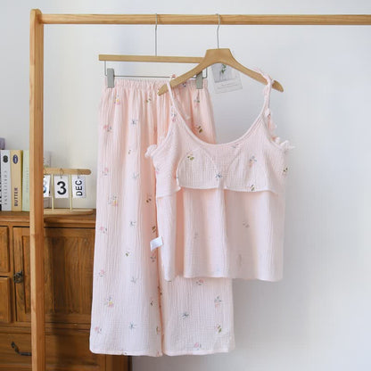 Ruffled Ditsy Floral Cotton Cami Pajamas - image 1