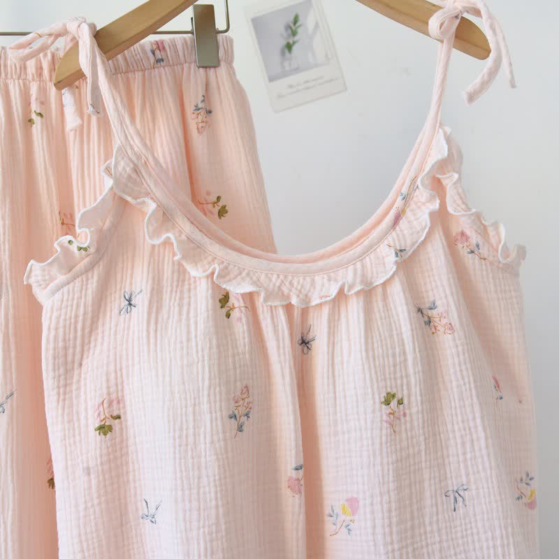 Ruffled Ditsy Floral Cotton Cami Pajamas - image 3