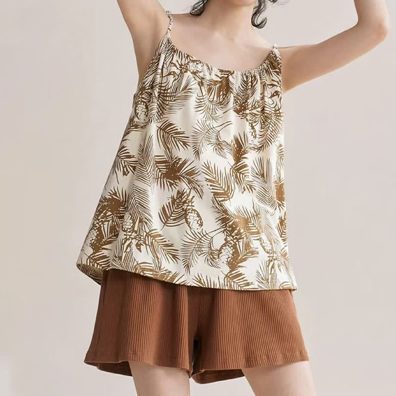 Tropical Palm Print Modal Cami Pajamas - image 1