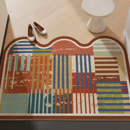 Retro Patchwork Wave Edge Rug - Chocolate - 31'' × 47'' - image 0