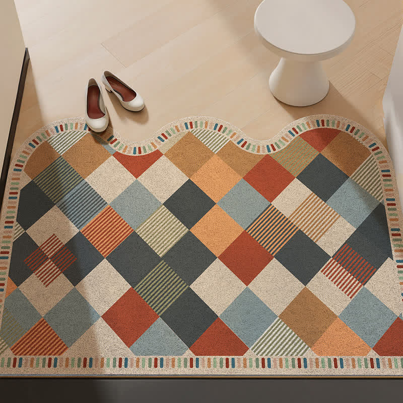 Retro Patchwork Wave Edge Rug - Colorful - 31'' × 47'' - image 0
