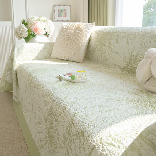 Artistic Sunflower Chenille Sofa Throw Blanket - Green - 71" x 134" - image 0