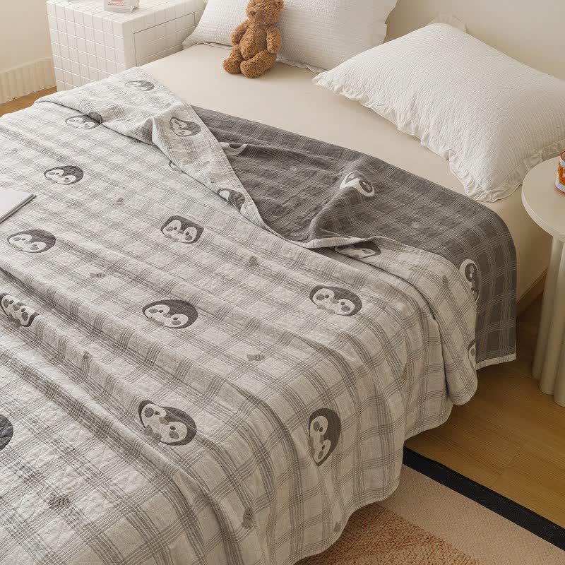 Penguin & Plaid Cotton Gauze Quilt - image 3