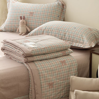 Washed Cotton Pastel Plaid Bedding Set - image 2
