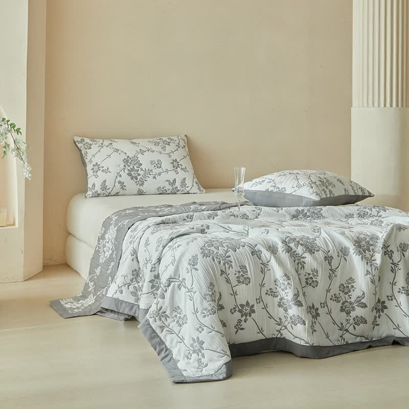 Branch & Floral Reversible Quilt Set - image 4